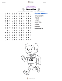 Vista previa de la hoja de trabajo imprimible de Terry Fox