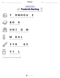 Frederick Banting printable worksheet preview