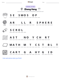 Zhang Heng printable worksheet preview
