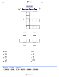 Juana Azurduy printable worksheet preview