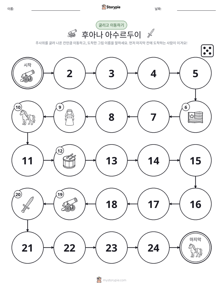 주사위 굴리고 이동하기 게임