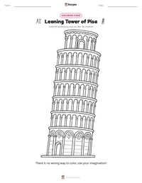 Leaning Tower of Pisa printable worksheet preview