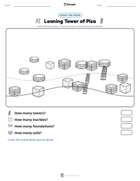 Leaning Tower of Pisa printable worksheet preview