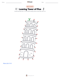 Leaning Tower of Pisa printable worksheet preview
