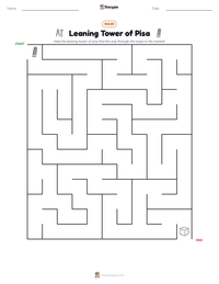 Leaning Tower of Pisa printable worksheet preview