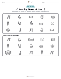 Leaning Tower of Pisa printable worksheet preview