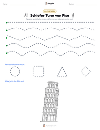 Schiefer Turm von Pisa druckbare Arbeitsblatt Vorschau