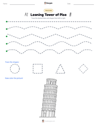 Leaning Tower of Pisa printable worksheet preview