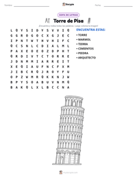 Vista previa de la hoja de trabajo imprimible de Torre de Pisa