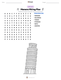 Prabaca lembar kerja cetak Menara Miring Pisa