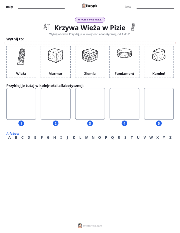 Wytnij i Wklej Alfabet