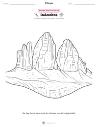 Vista previa de la hoja de trabajo imprimible de Dolomitas