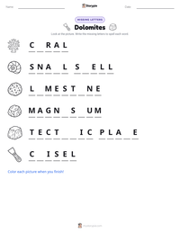 Dolomites printable worksheet preview