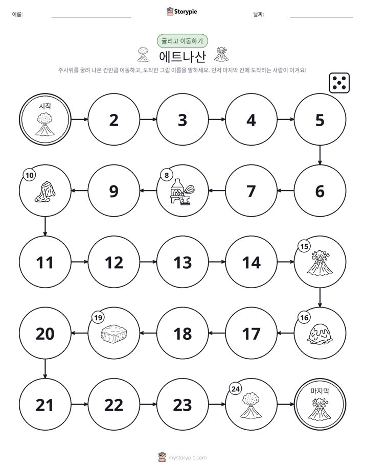주사위 굴리고 이동하기 게임