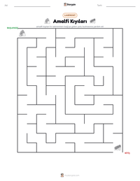 Amalfi Kıyıları yazdırılabilir çalışma sayfası önizlemesi