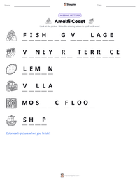 Amalfi Coast printable worksheet preview