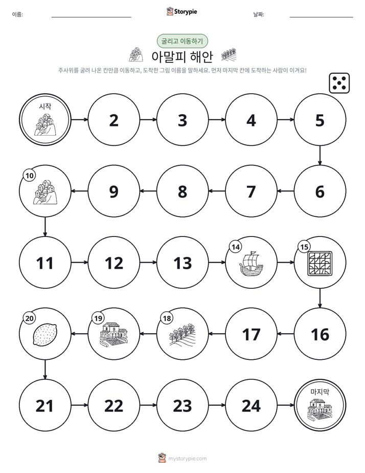 주사위 굴리고 이동하기 게임