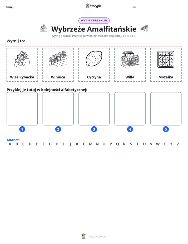 Wytnij i Wklej Alfabet