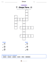 Cinque Terre printable worksheet preview