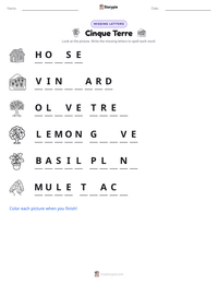 Cinque Terre printable worksheet preview