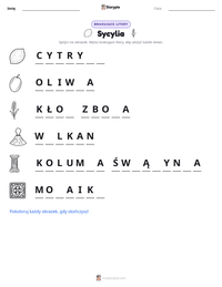 Podgląd drukowalnego arkusza ćwiczeń Sycylia