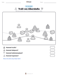 Trulli van Alberobello afdrukbare werkblad voorbeeld