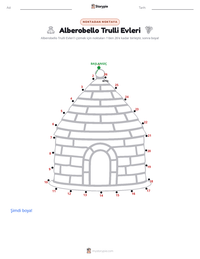 Alberobello Trulli Evleri yazdırılabilir çalışma sayfası önizlemesi