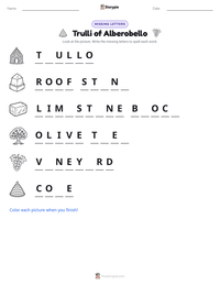 Trulli of Alberobello printable worksheet preview