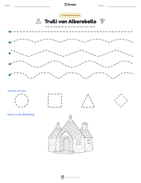 Trulli van Alberobello afdrukbare werkblad voorbeeld