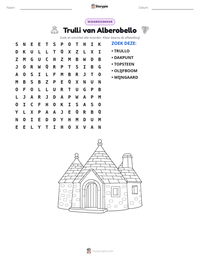 Trulli van Alberobello afdrukbare werkblad voorbeeld
