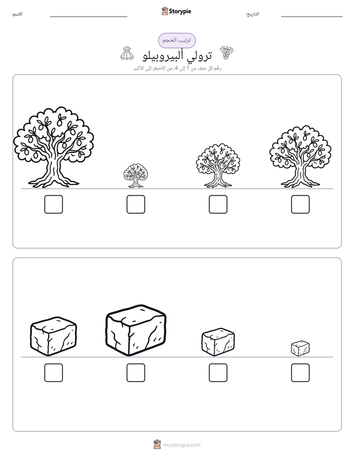 ترتيب الحجم