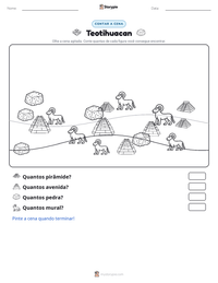 Prévia da folha de atividades imprimível Teotihuacan