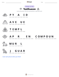 Teotihuacan printable worksheet preview