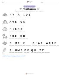 Aperçu de la feuille de travail imprimable Teotihuacan