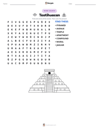Teotihuacan printable worksheet preview