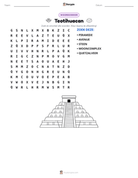 Teotihuacan afdrukbare werkblad voorbeeld
