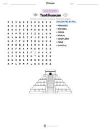 Prévia da folha de atividades imprimível Teotihuacan