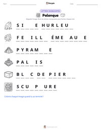 Aperçu de la feuille de travail imprimable Palenque