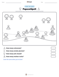 Popocatépetl printable worksheet preview