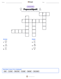 Popocatépetl printable worksheet preview