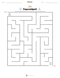 Popocatépetl printable worksheet preview