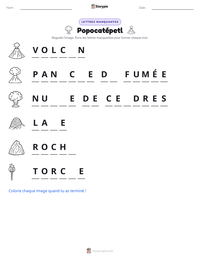Aperçu de la feuille de travail imprimable Popocatépetl