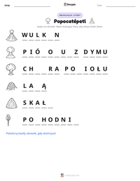 Podgląd drukowalnego arkusza ćwiczeń Popocatépetl