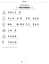Prévia da folha de atividades imprimível Popocatépetl