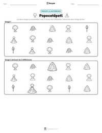 Aperçu de la feuille de travail imprimable Popocatépetl