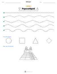 Popocatépetl printable worksheet preview