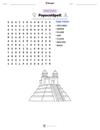 Popocatépetl printable worksheet preview