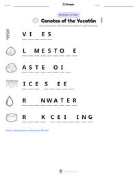 Cenotes of the Yucatán printable worksheet preview