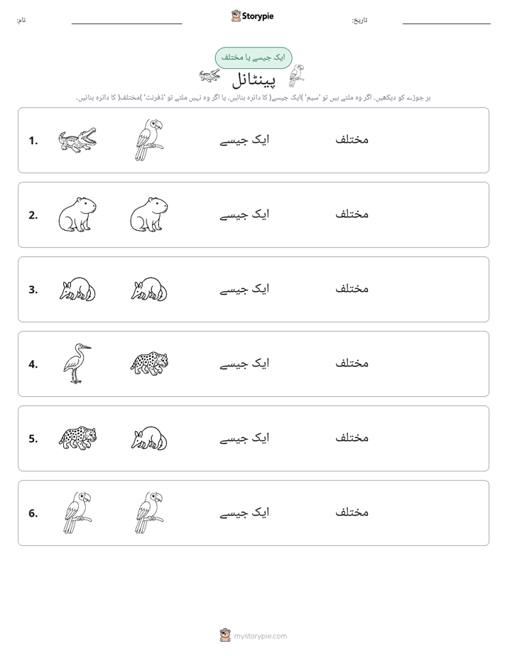 ایک جیسا یا مختلف