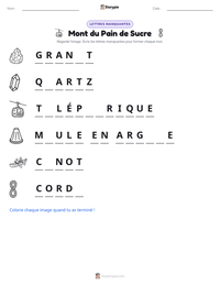 Aperçu de la feuille de travail imprimable Mont du Pain de Sucre
